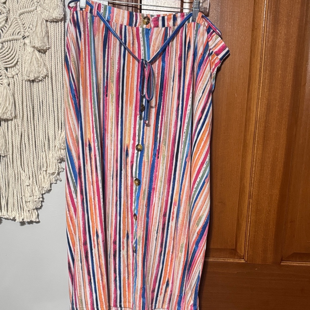 Colorful Striped Button-Down skirt